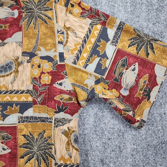 Tori Richard Shirt Mens Medium Tropical Turtle Fish Print Cotton Lawn Hawaii VTG - Picture 10 of 12